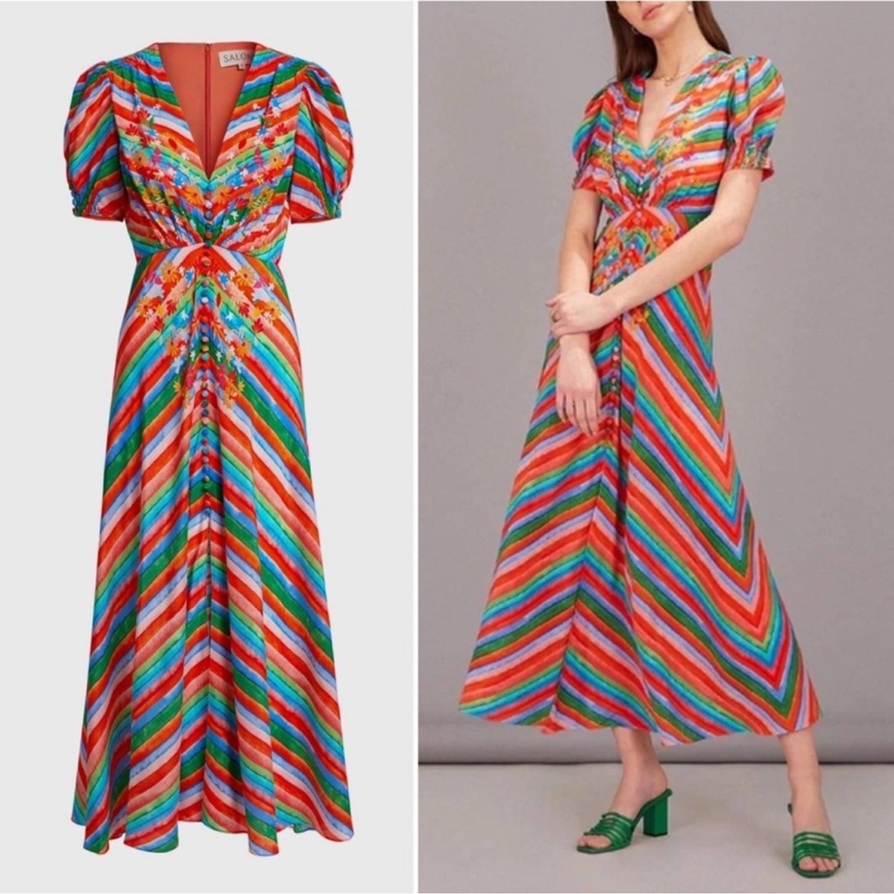 SALONI Multicolor Striped Maxi Dress